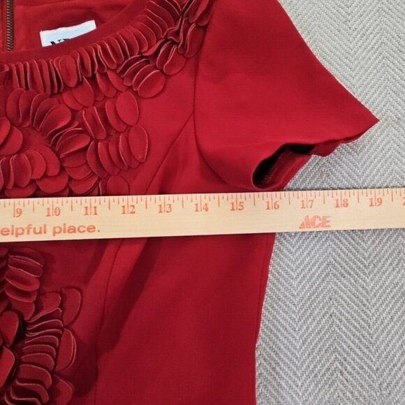 NUE by Shani S1025 Size 2 Leather Accents Red Shapewear Midi Dress Quiet Luxury - Picture 4 of 16